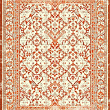 Farmhouse Chic Area with Antiqued Ornamental Lattice Design(Beige)