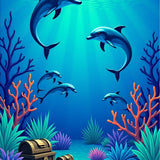 3D Illusion Underwater Treasure Hunt Pathway(Blue)