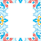 Delicate Floral Medallion Motifs in Repeating Symmetrical Layout (Blue) - ODIKA