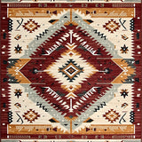 Desert Sunset Medallion Area with Tribal Geometric(Brown)