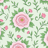 Delicate Peony Blossom Medallion with Swirling Vine Motifs (Pink)