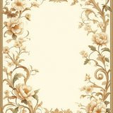 Artisan Inspired Mouse with Vintage Beige Garden Motif and Scroll Border(Beige)