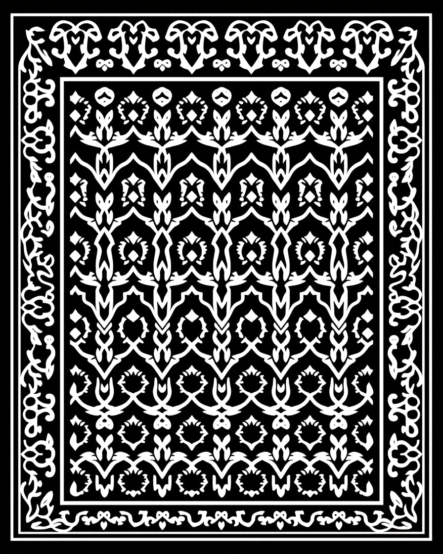 Abstract Spooky Ghost Faces in Interlocking Gothic Frames(Black) - ODIKA