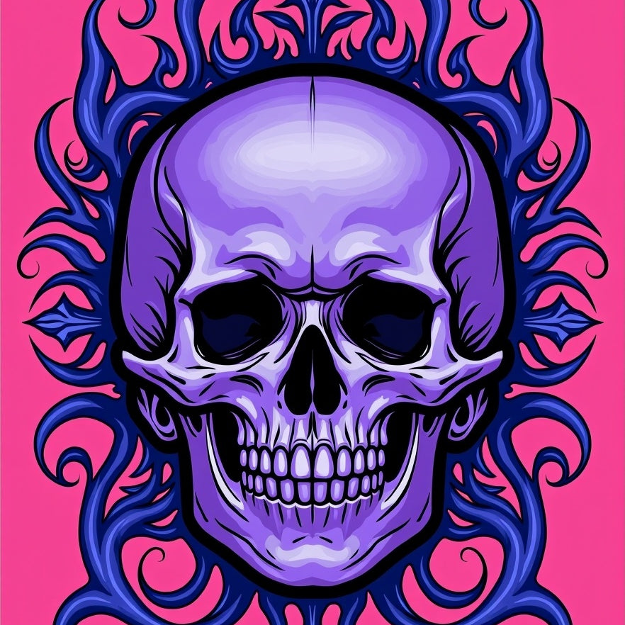 Mystical Cranium Artwork Featuring Ethereal Supernatural (Pink) - ODIKA