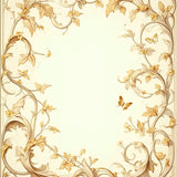 Botanical Scrollwork Area with Elegant Leafy Vines and Baroque Flourishes(Beige)