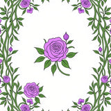 Botanical Garden Vine Trellis with Climbing Rose Illustrations(Purple)