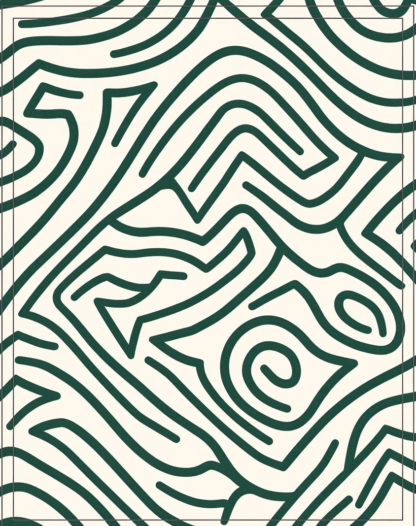 Abstract Interlocking Maze with High Contrast Accents (Green) - ODIKA