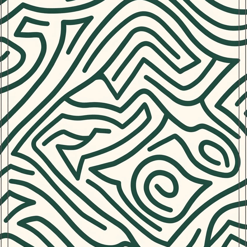 Abstract Interlocking Maze with High Contrast Accents (Green) - ODIKA