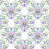 Enchanted Meadow Damask with Cascading Petal Arrangement(Purple)