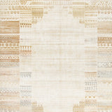 Artisan Crafted Beige & Sand Palette Geometric Distressed Motif(Beige)