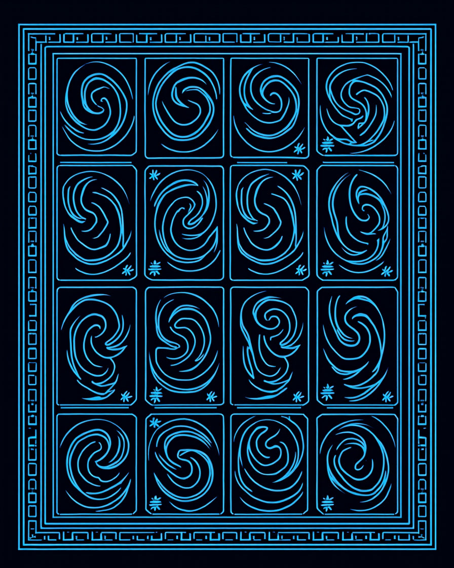 Celestial Maze with Twinkling Accents and Labyrinth Motif (Blue) - ODIKA