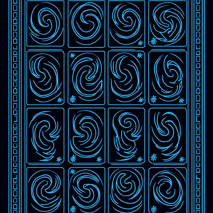 Celestial Maze with Twinkling Accents and Labyrinth Motif (Blue) - ODIKA