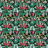 Celestial Poppy Garden with Mystical Moth Silhouettes(Green)