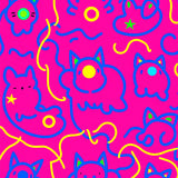 Festive Lights Featuring Whimsical Cat Silhouettes(Pink)