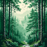 Stylish Dreamy Nature Scene(Green)