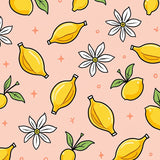 Citrus Blossom Featuring Stylized Lemon Motifs and Abstract Floral Accents (Yellow)