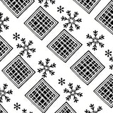 Nordic Snowflake Interlocking Plaid Welcome with Festive Accents(Black)