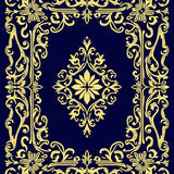 Damask Scroll Design with Vintage Flourish(Blue)