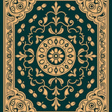 Paisley Medallion Ornate Traditional Office Design (Green)