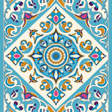 Botanical Medallion with Whimsical Flourishes and Artistic Scrolls(Blue)