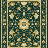 Classic Floral Area Non Slip Graceful Aesthetic(Green)