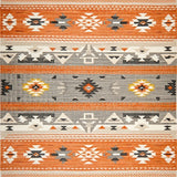 Handwoven Style Area Multicolored Southwestern Geometric Design(Orange)