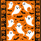 Spooky Season Welcome Rug Set Halloween Ghost & Pumpkin Entryway Carpet(Orange)