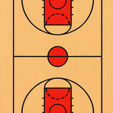 Basketball Court Wood Floor Red Key Black Lines(Beige)