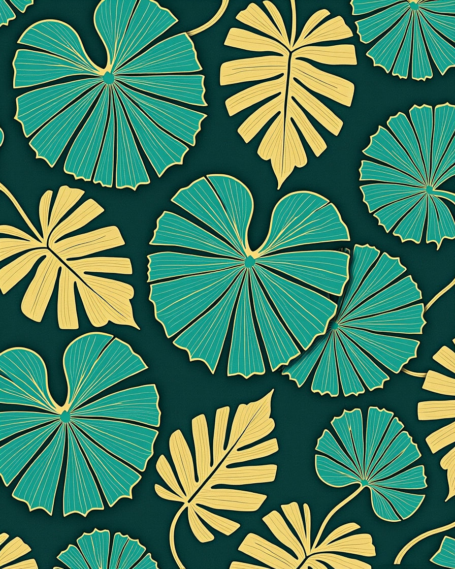 Monstera Leaf Cascade Botanical Tropical Art Design (Gold) - ODIKA