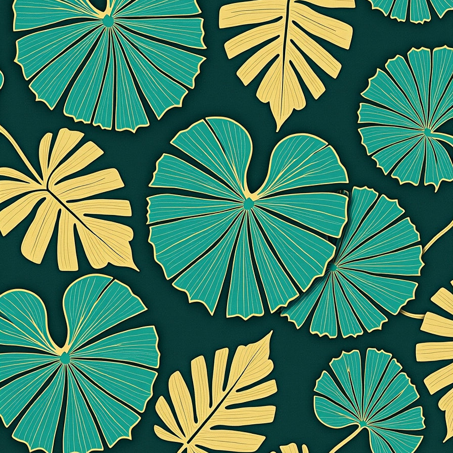 Monstera Leaf Cascade Botanical Tropical Art Design (Gold) - ODIKA