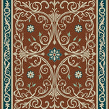 Art Nouveau Scrollwork with Leafy Flourish and Floral Mosaic(Brown)
