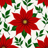 Poinsettia Bloom Doormat with Scarlet Petals and Forest Green Foliage(Red)