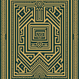 Emerald Maze Patterned Area with Intricate Interlocking Design(Gold)