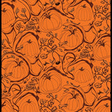 Autumn Harvest Moon Half Circle Spooky Season Pumpkin Motifs(Orange)