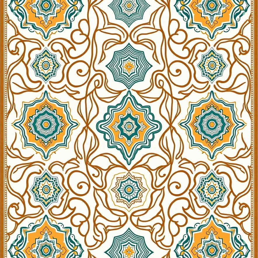 Tile Design with Flowing Curves (Orange) - ODIKA