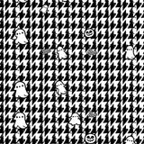 Buffalo Check Ghost Motif with Playful Typography and Classic Plaid(Black)