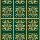 Abstract Floral Lattice with Interlocking Snowflake and Leaf(Green)