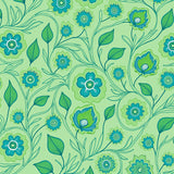 Art Nouveau Floral Mosaic with Flowing Petal(Green)