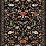 Dark Insect & Floral Vintage Printed Accent(Black)