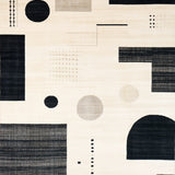Contemporary Deck Abstract Block Print Beige & Black(Beige)