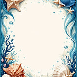 Ocean Breeze Decorative Rug with Seashell Pattern for Beach Inspired Decor(Blue)