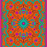 Botanical Medallion Motif with Interlocking Vine and Blossom Accents (Orange)