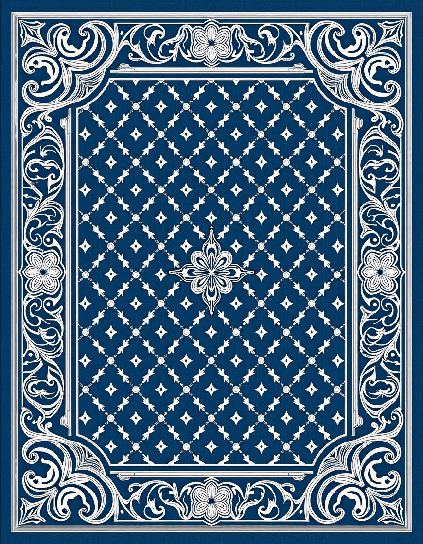 Lattice Intertwined Scrollwork Baroque Motif (Blue) - ODIKA