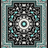 Floral Medallion Scrollwork Motif with Intricate Baroque Accents (Black)