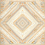 Abigayl Beige Tribal Diamond Medallion High Low Textured Area(Beige)