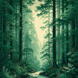 Floral Dark Green Retro Aesthetics(Green)