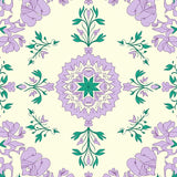 Elegant Oushak Inspired Floral Medallion with Intricate Vine Motifs(Purple)