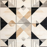 Abstract Geometric Area Black & Beige Minimalist Patterned(Beige)