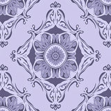 Lavender Hues with Interlocking Floral Medallions and Curves (Purple)
