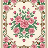Vintage Rose Garden Floral Medallion Accent(Pink)